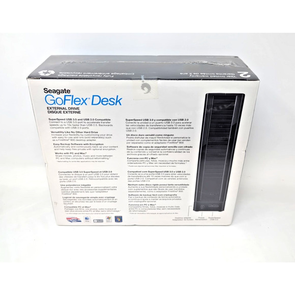 SEAGATE GOFLEX DESK EXTERNAL DRIVE 3TB PC AND MAC USB 3.0 NEW SEALED - Picture 2 of 4